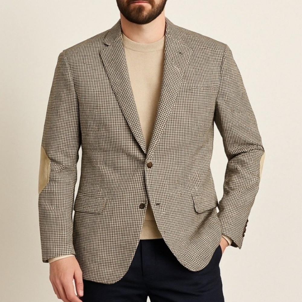 Silk Houndstooth Blazer